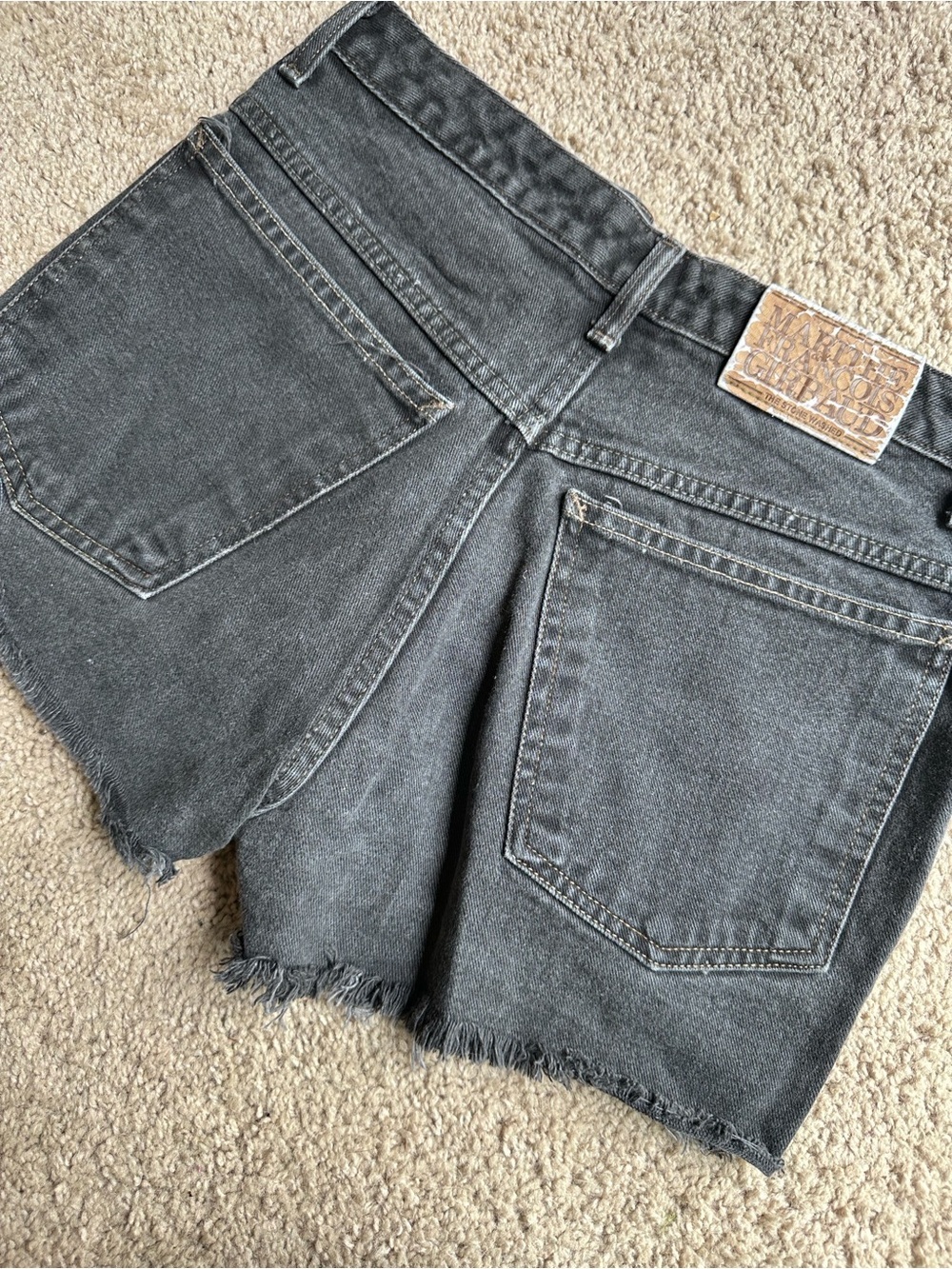Vintage Marithe Francois Girbaud Washed Black Denim Cutoff Shorts with Raw Hem
